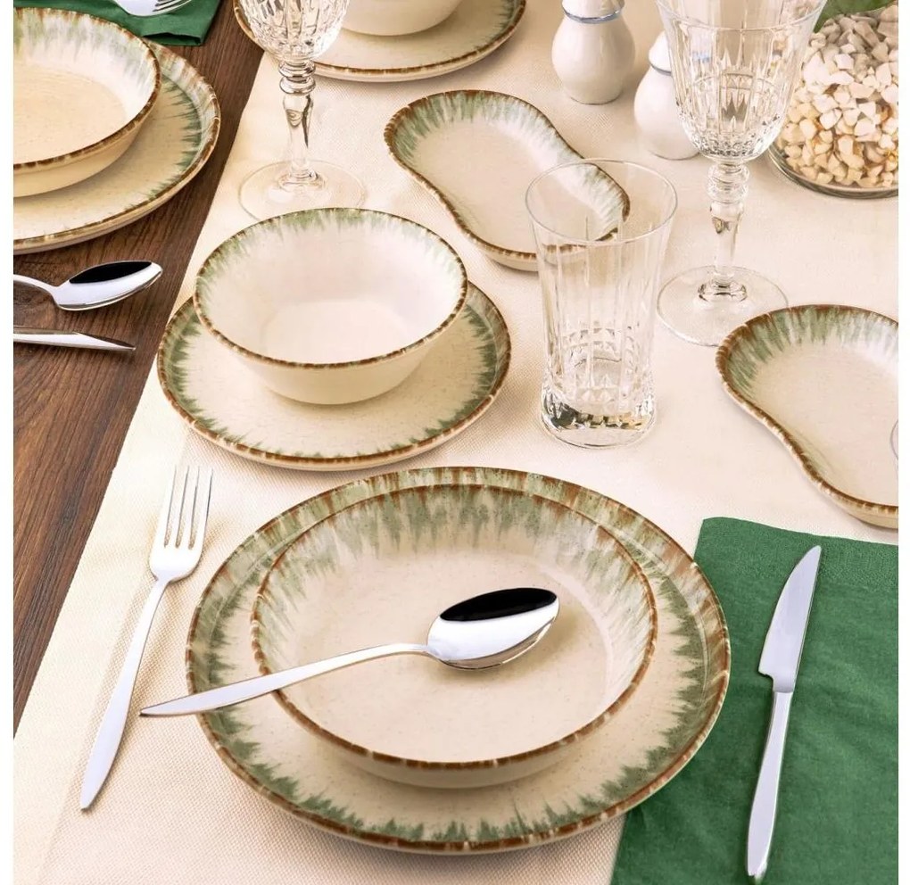 Сервиз за хранене, 27 части, бежово/кафяво, порцелан