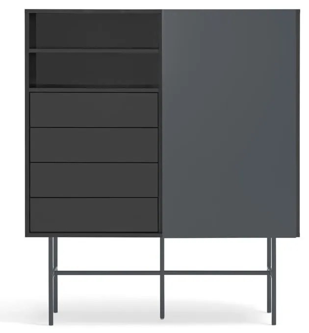 Висок скрин с плъзгащи се врати в черно и антрацит 120x140 cm Nube - Teulat