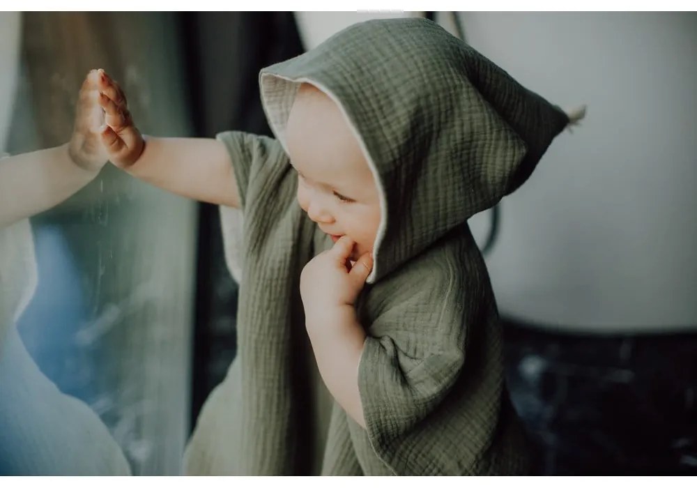 Бебешко пончо от муселин в цвят каки размер M - Malomi Kids