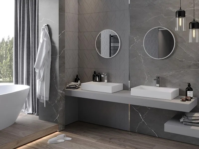 Mexen Loft кръгло огледало за баня 50 см, бяла рамка - 9850-050-050-000-20