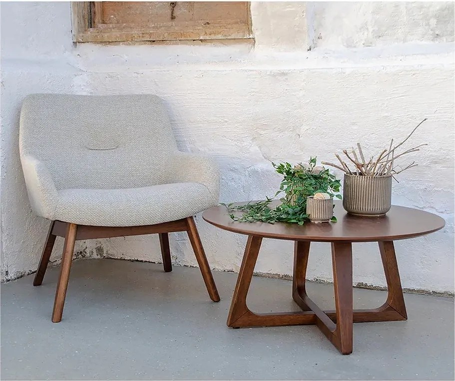 Пясъчнокафяв фотьойл от орехово дърво Лондон - House Nordic