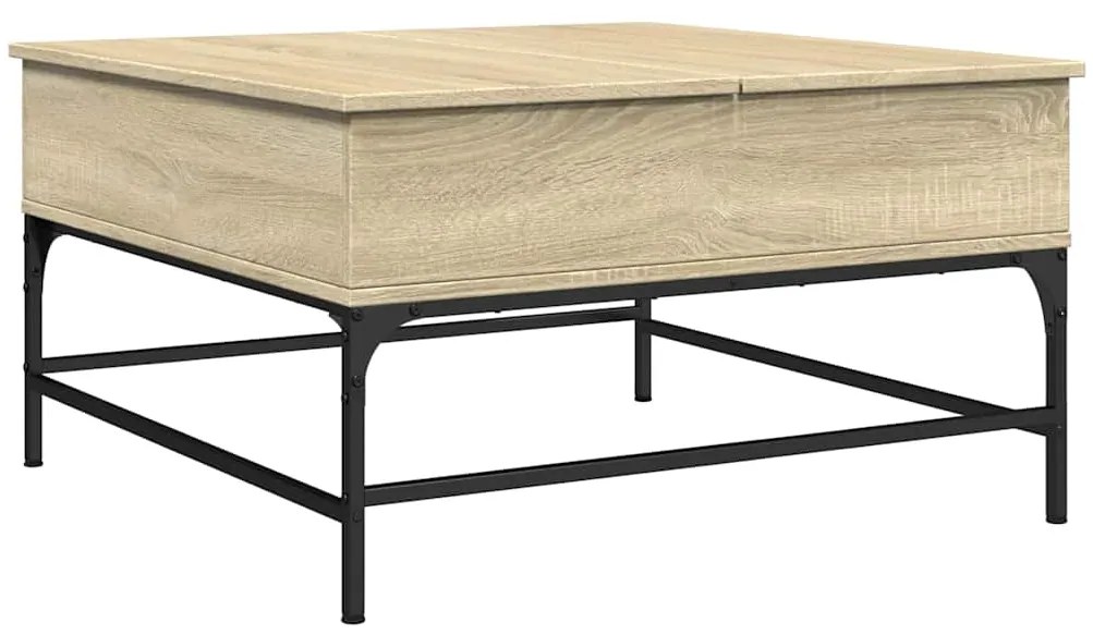 845402 vidaXL Кафе маса, сонома дъб, 80x80x45 см, инженерно дърво и метал