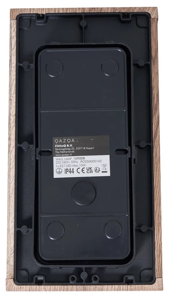 Индустриална стенна лампа с дървен принт 26 см IP44 - Charlois