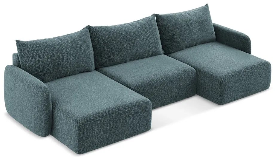 Тюркоазен разтегателен ъглов диван с място за съхранение Kalena – Makamii