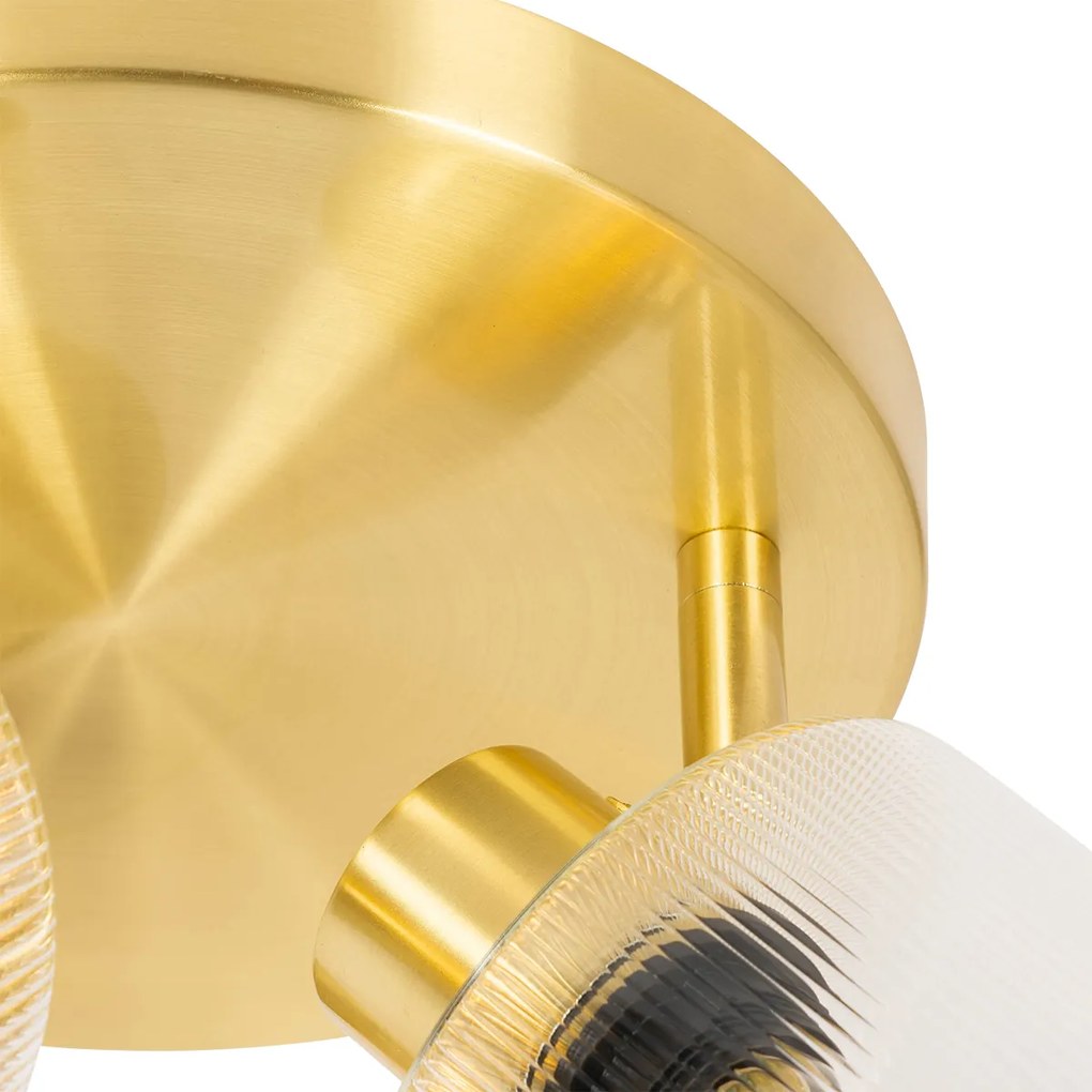 Таванен прожектор златен със стъкло 3-светлина регулируем кръгъл - Laura