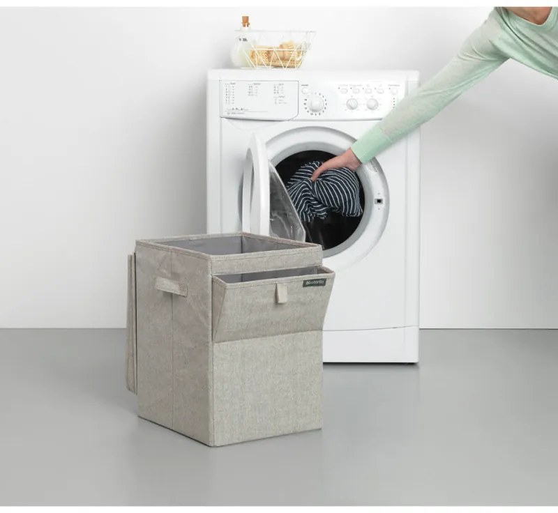 Кутия за пране Brabantia Stackable 1000827, 35 л, Преден отвор, Широк капак, Сгъваема, Сив