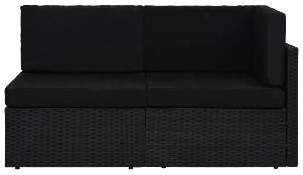 49504 vidaXL Двуместен модулен диван, полиратан, черен