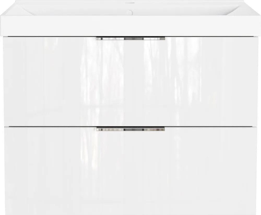 Бял гланцов стенен шкаф за мивка 81x65 cm Celano – Germania