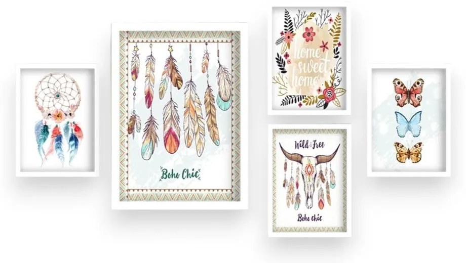 Картини в комплект от 5 бр. Boho - Wallity
