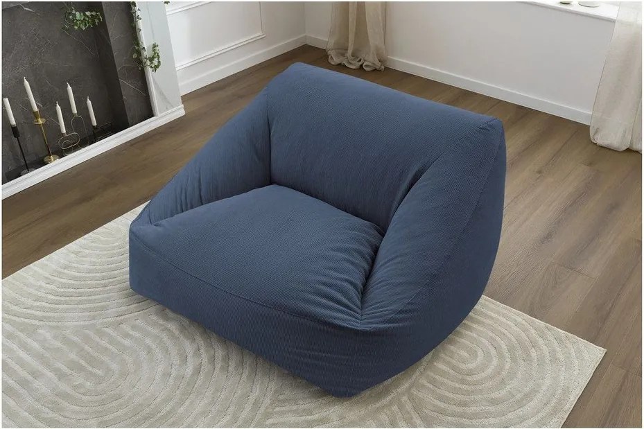 Тъмносин пуф от рипсено кадифе Lilibet – Bobochic Paris