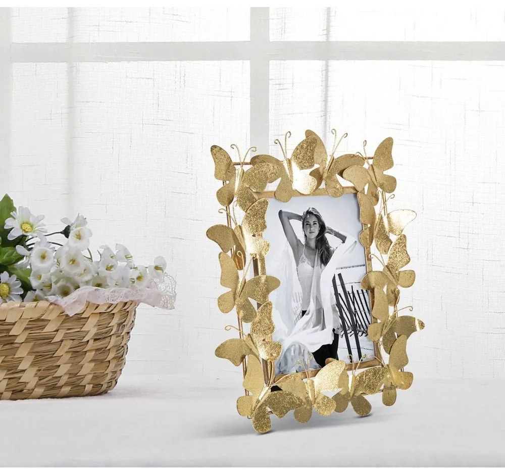 Метална стояща рамка в златисто 28x30,5 cm Butterfly – Mauro Ferretti