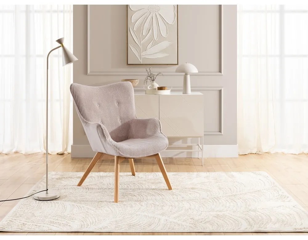 Светлорозово кресло от рипсено кадифе Niko – Ropez