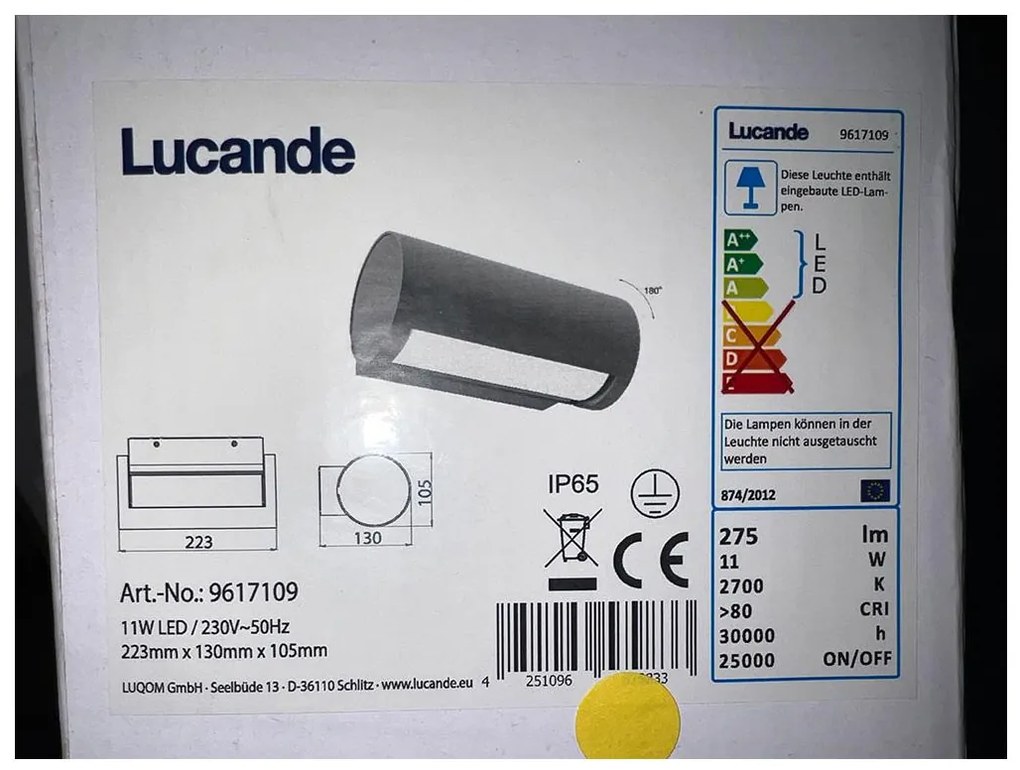 Lucande - LED Екстериорен аплик BOHDAN LED/11W/230V IP65