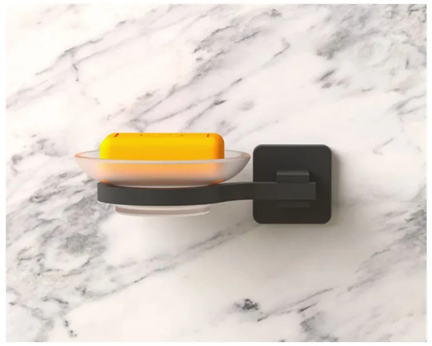 Поставка за сапун TEKNO TEL TR MG 366B, 16х11х5 см, Закрепване с дюбел, Матово черно