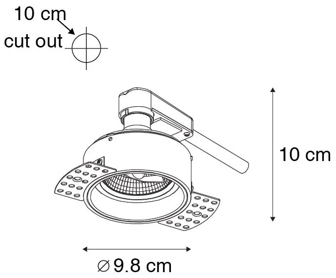 Комплект от 6 модерни вградени прожектора черни без рамки - Impact 70