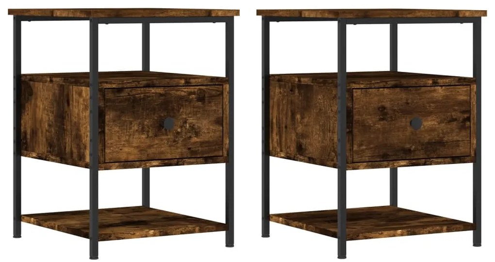 826028 vidaXL Нощни шкафчета 2 бр опушен дъб 40x42x56 см инженерно дърво