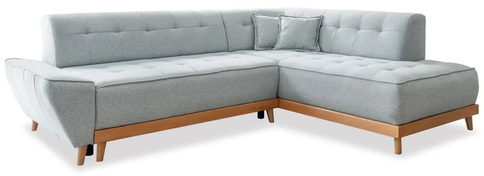 Светлосив ъглов разтегателен диван десен ъгъл Dazzling Daisy - Miuform
