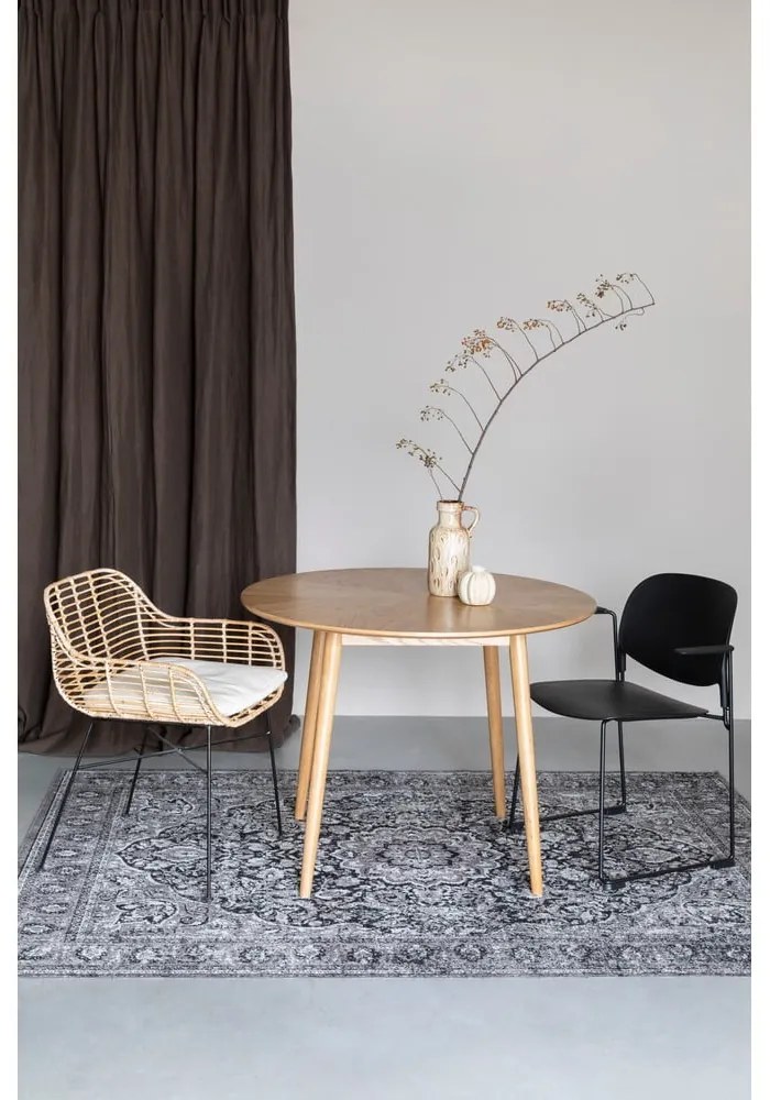 Кръгла маса за хранене с дъбов плот ø 100 cm Fabio - White Label