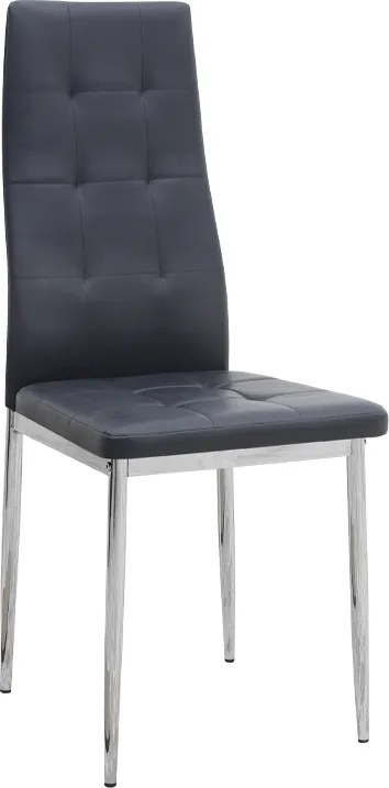 трапезен стол Rosa PU Leather в черен цвят с хромиран метален крак 41x48x98см.