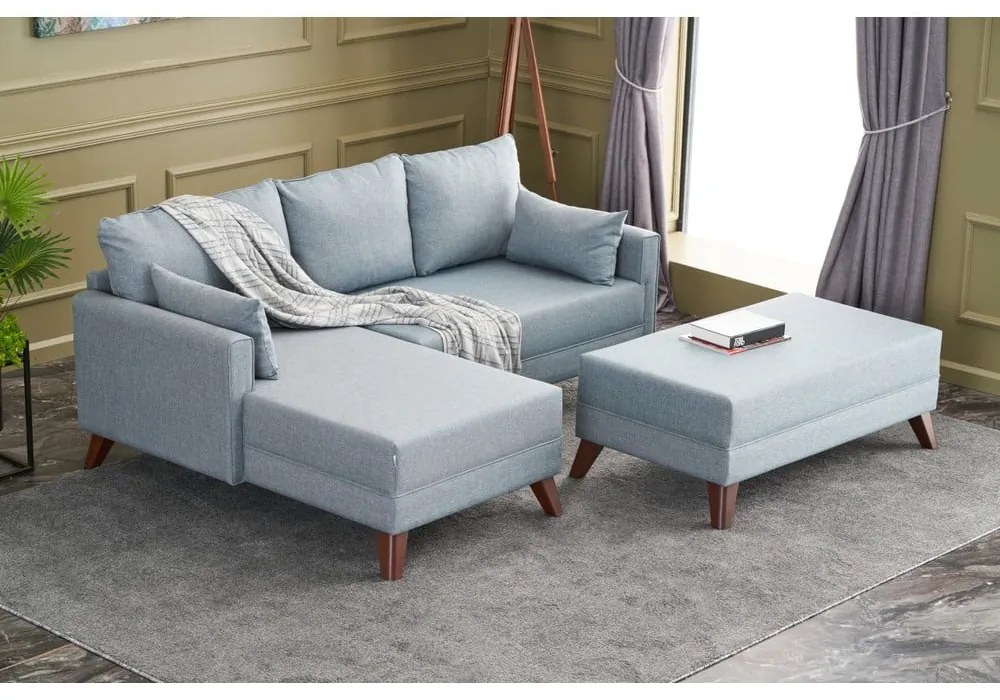 Светлосин ъглов разтегателен диван (ляв ъгъл) Bella – Balcab Home