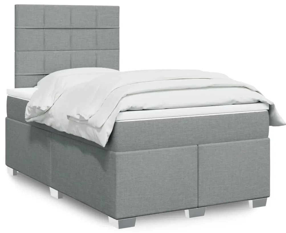 3292727 vidaXL Боксспринг легло с матрак, светлосиво, 120x190 см, плат