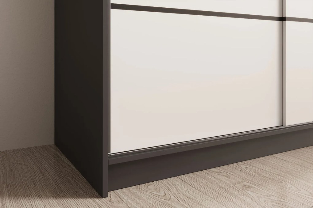 Гардероб Naldo 150 с плъзгащи врати - Черно-Бял