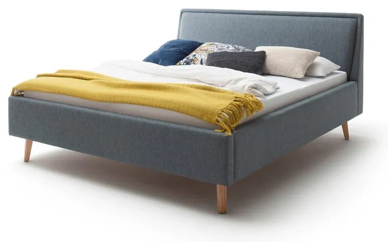 Зелено/синьо двойно легло 160x200 cm тапицирано без ламелно дъно Frieda – Meise Möbel