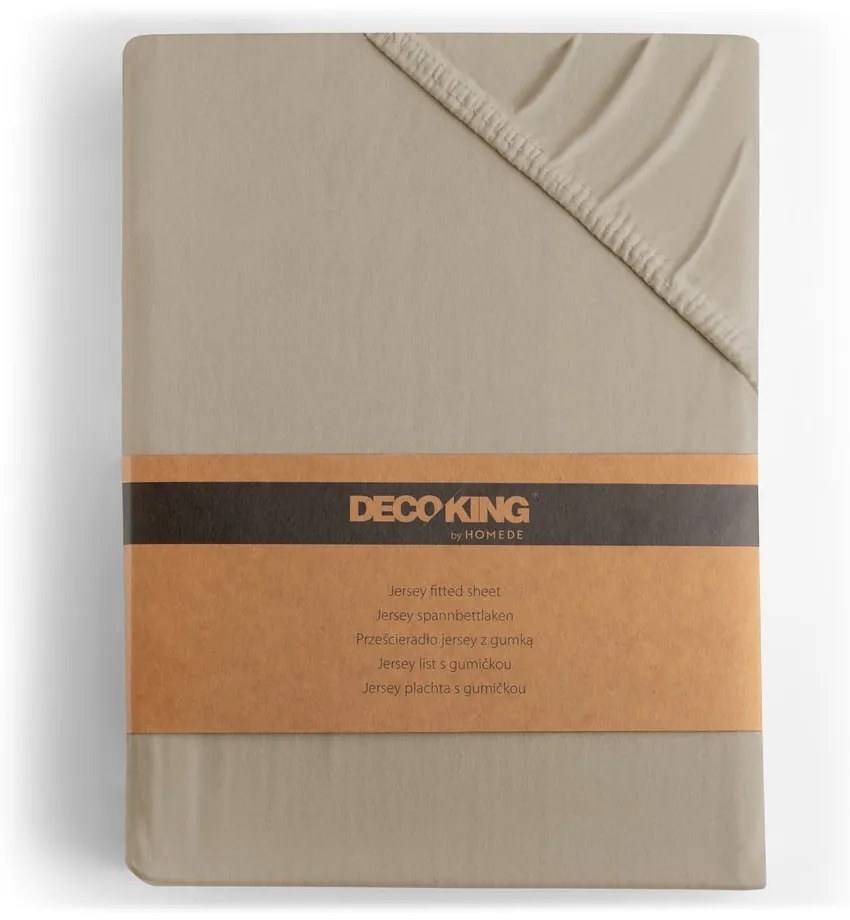Светлокафяв еластичен чаршаф от джърси 180x200 cm Amber – Restilo