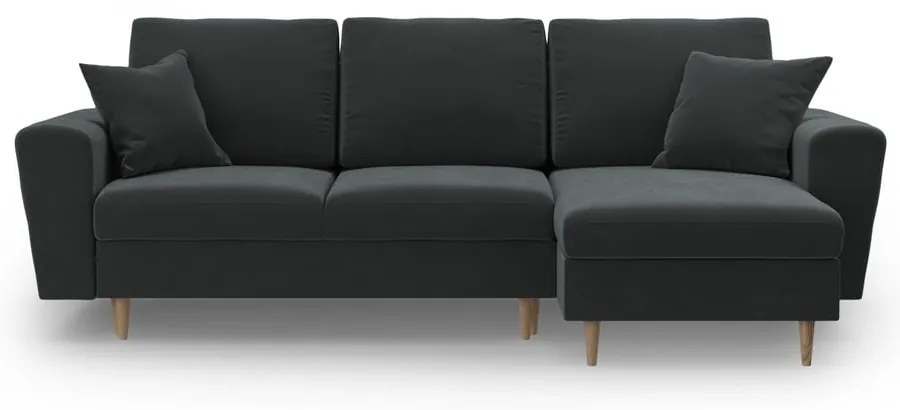 Тъмносив кадифен разтегателен ъглов диван с място за съхранение Kyoto – Cosmopolitan Design