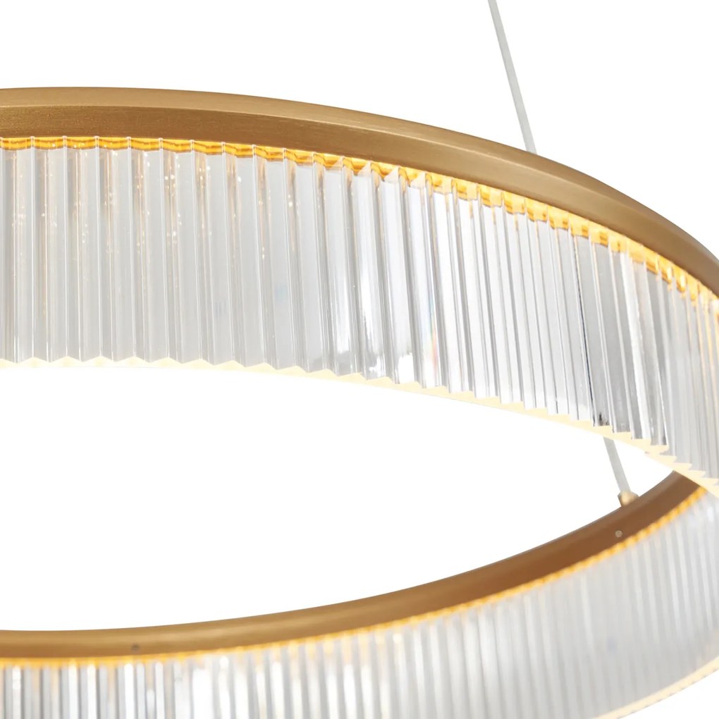 Модерен висящa лампa месинг 59cm вкл. LED 3-степенно димируем - Anello Chandelier