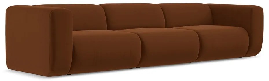 Оранжев/кафяв кадифен диван 319 cm Ekahi – Makamii