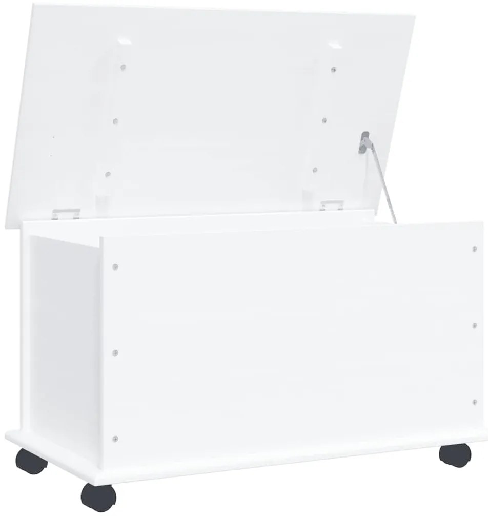353928 vidaXL Сандък за съхранение с колелца бял ALTA 73x39,5x43 см бор масив