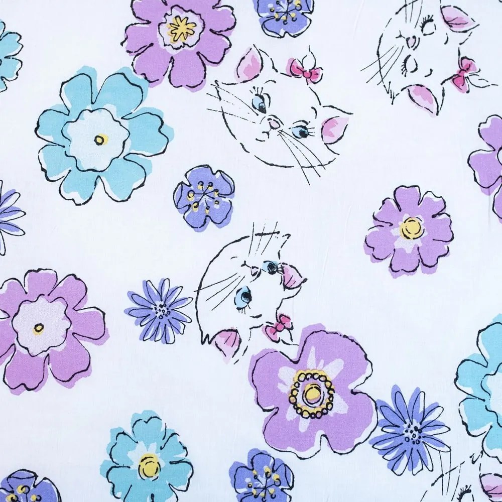Бяло единично памучно детско спално бельо 140x200 cm Marie Cat "Floral" – Jerry Fabrics