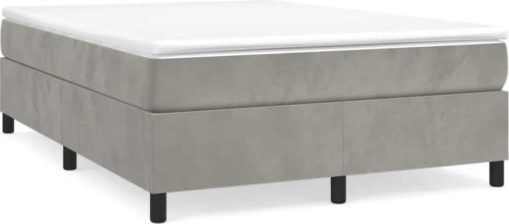 3121120 vidaXL Рамка за легло с пружини, светлосива, 140x200 см, кадифе