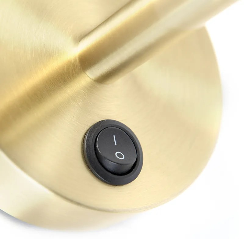 Елегантна стенна лампа златиста с син кадифен абажур - Matt