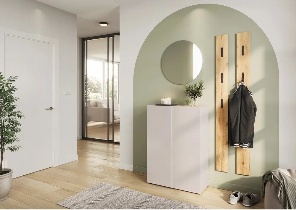 Кремаво шкафче с дъбов декор 74x105x33 cm Alviano – Germania