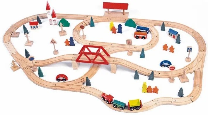 Woody - Дървено влакче с релси и мост