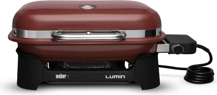 Електрическо барбекю Weber Lumin Compact WB91040979DL, 2200W, 315C MAX, Емайлирани с порцелан чугунени скари, Червен