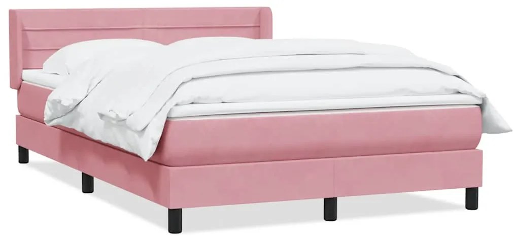 3318242 vidaXL Боксспринг легло с матрак, розово, 140x220 см, кадифе