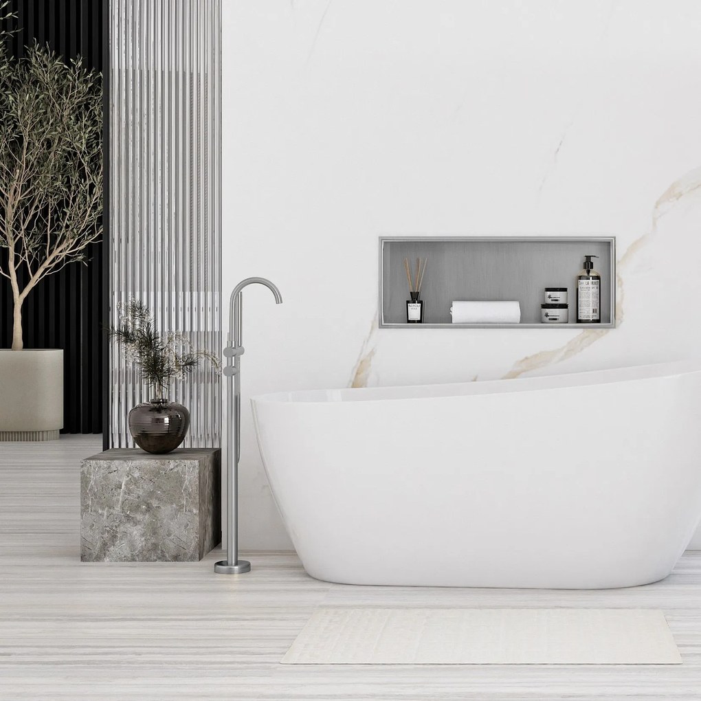 Вграден рафт за баня  30x60 steel brush