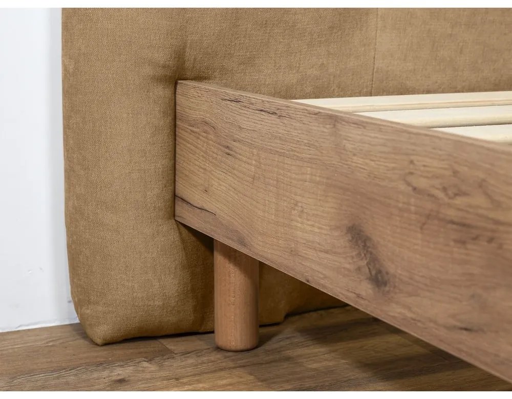 Бежово двойно тапицирано легло с включена подматрачна рамка 160x200 cm Kumo – Bobochic Paris