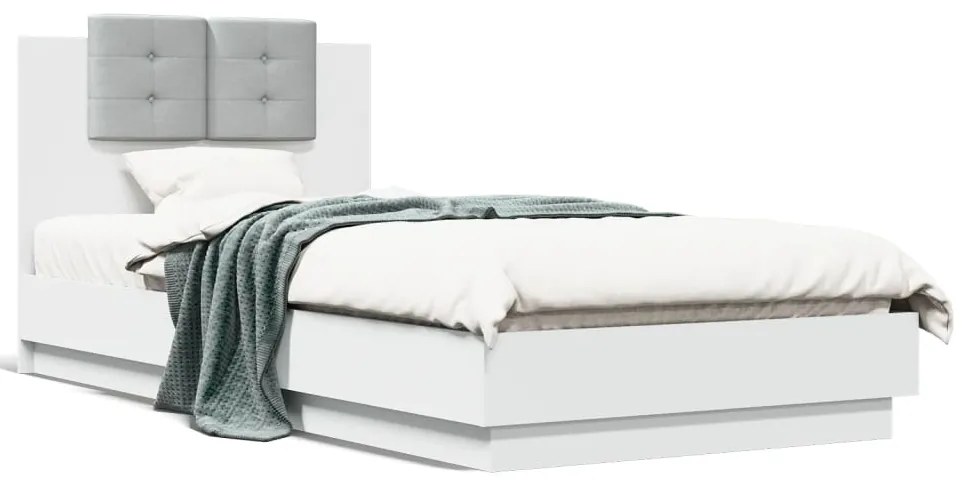 3209940 vidaXL Рамка за легло с табла, бяла, 90x200 см, инженерно дърво