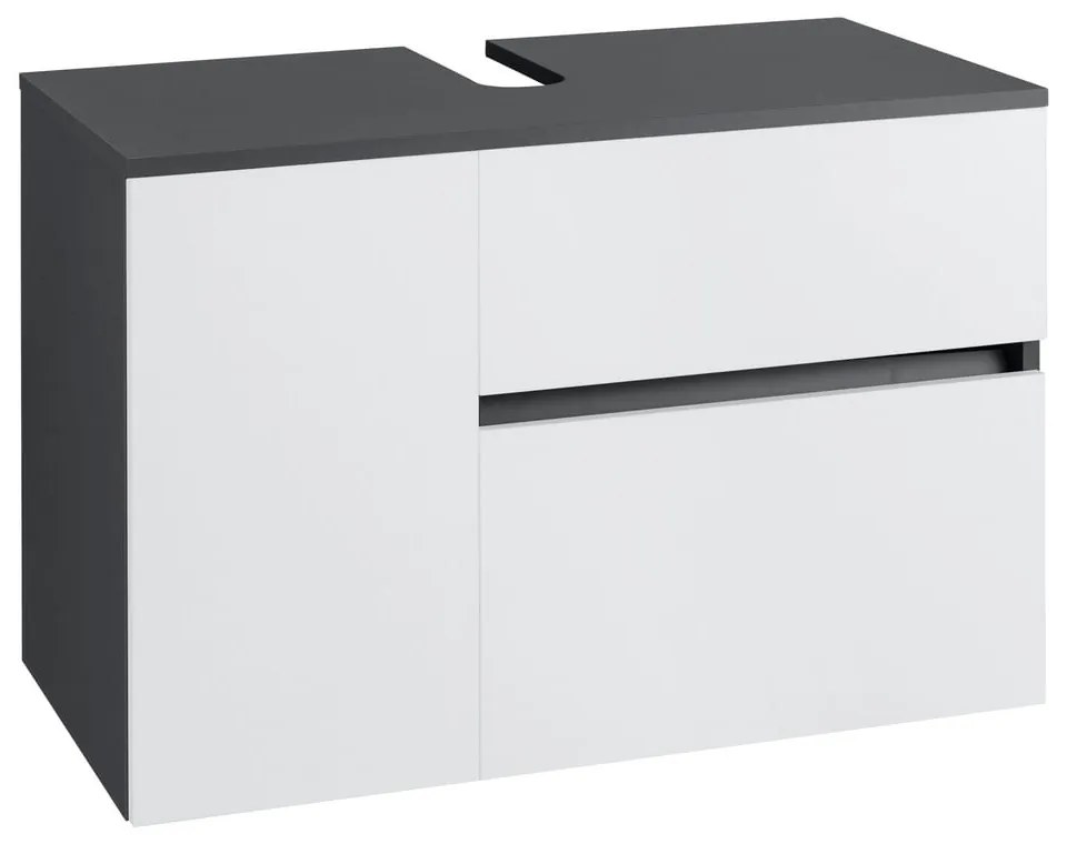 Стенен шкаф за мивка в бял и антрацитен цвят 80x53 cm Wisla – Støraa