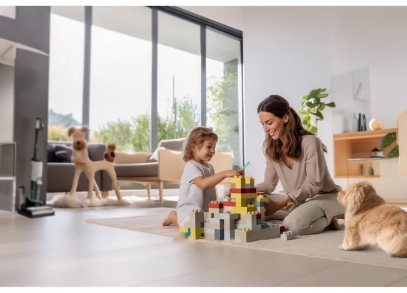 Вертикална прахосмукачка Tineco Floor One S7 Steam Plus 4В1, 240W, Сухо/Мокро, 0.7 л мръсна/0.8 л чиста, LED екран и осветление, Пара + сушене, Бял/черен