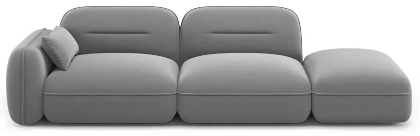 Светлосив кадифен шезлонг (ляв ъгъл) Audrey – Interieurs 86