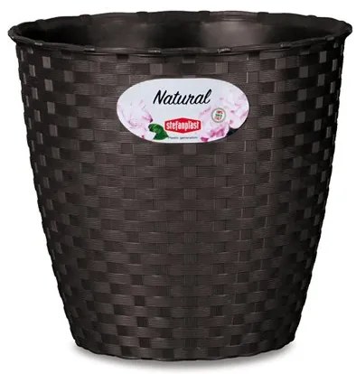 Stefanplast - Кръгла кашпа Natural Line 14 см - мока