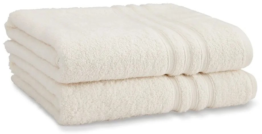 Кремави памучни хавлиени кърпи в комплект от 2 бр. от тери 90x140 cm Zero Twist – Catherine Lansfield