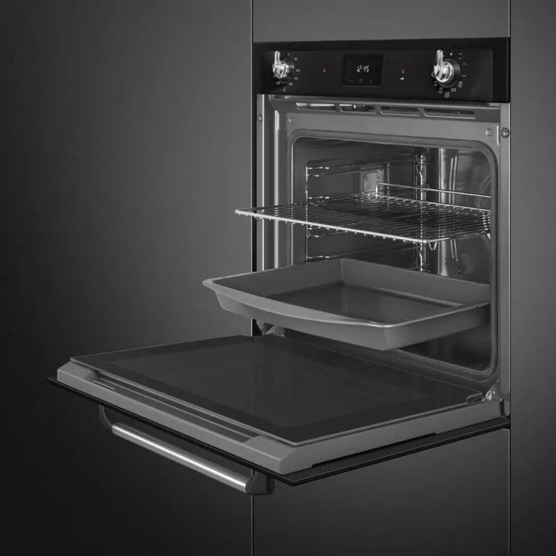 Фурна за вграждане Smeg SOP6900TN, 3000W, 68 л, Клас A, 9 функции и 5 нива на готвене, Самопочистване, Таймер, 30-280C, Черен