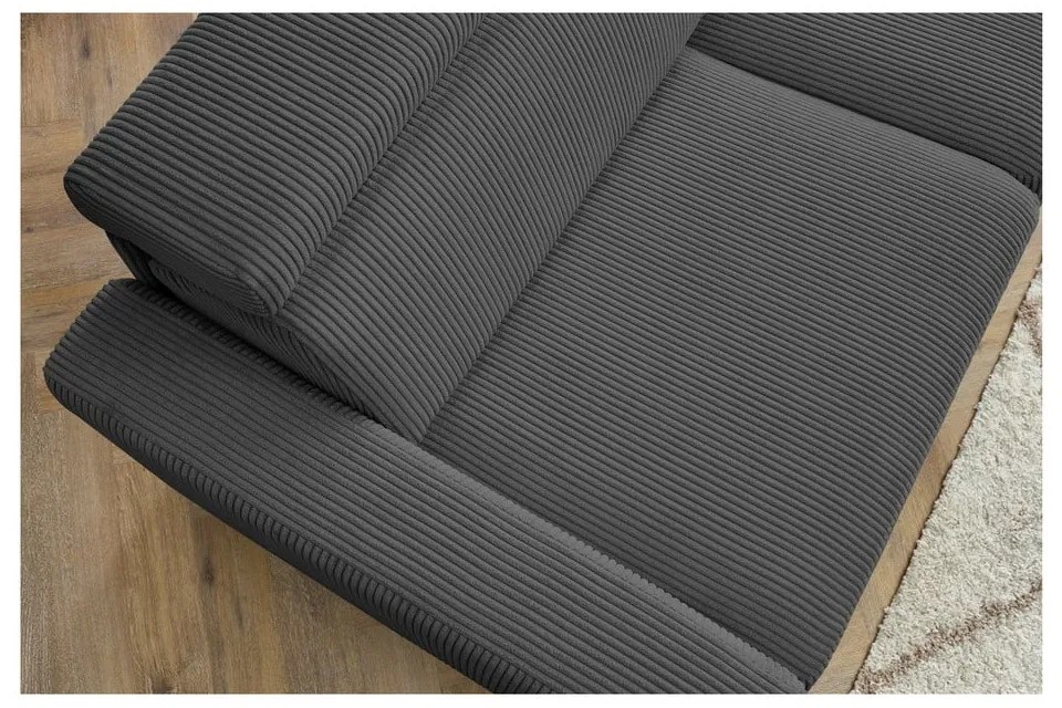 Тъмносив разтегателен ъглов диван от рипсено кадифе (променлив) Monaco – Bobochic Paris