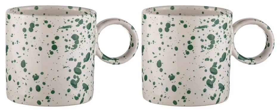 Бяло-зелени чаши в комплект от 2 броя, изработени от керамика 450 ml Carnival - Ladelle